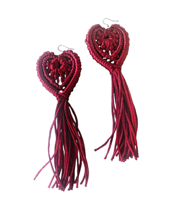 Cercei Statement Inimă Mare - Burgundy
