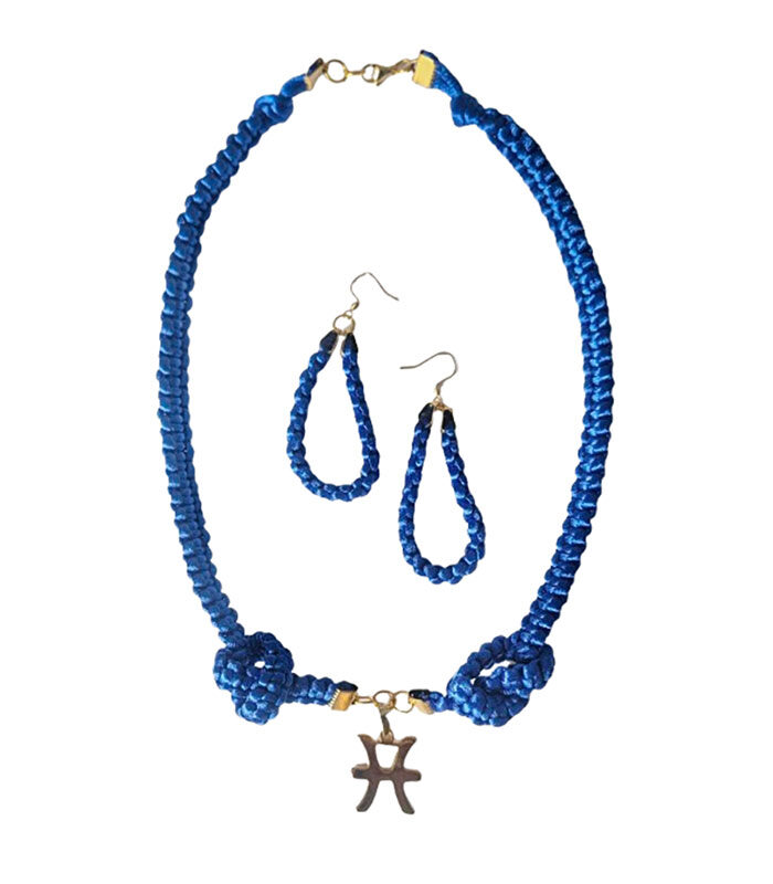 ♓Set Macrame Charm - Albastru - Zodia Pești