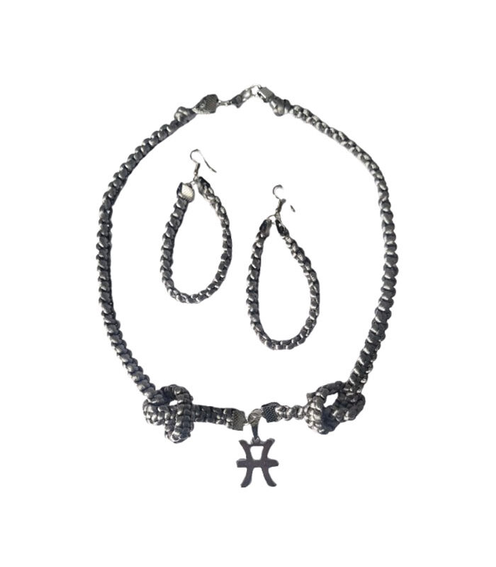 ♓Set Macrame Charm - Gri Silver - Zodia Pești